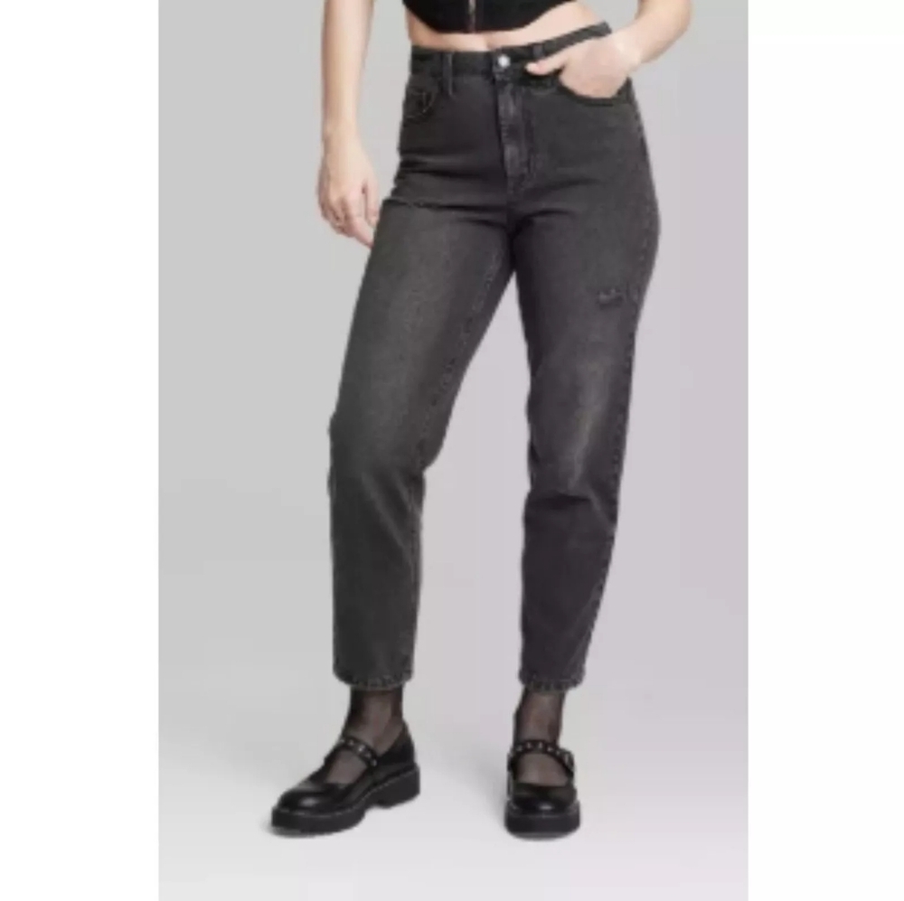 Wild Fable Women's Black Washed Distressed Jeans
